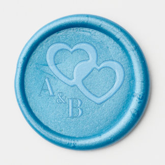 Double Hearts Customisable Monogram Wedding Wax Seal Sticker