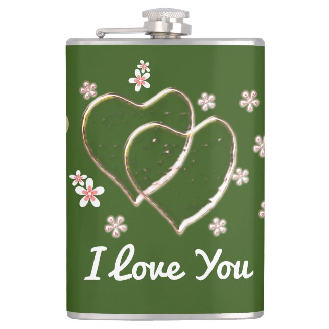 double hearts, flask (Front)