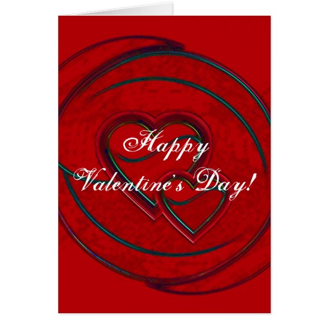 Double Hearts Happy Valentine's Day In White I Cards (Front)