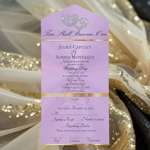 Double Hearts - Lavender/Silver All In One Invitation