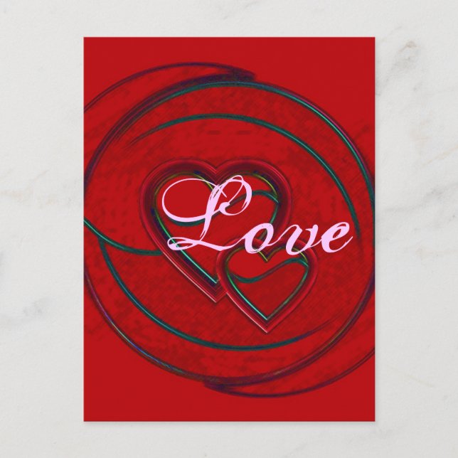 Double Hearts Love Postcard (Front)