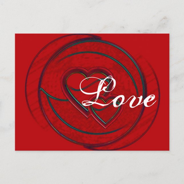 Double Hearts Love Postcard (Front)