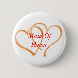Double Hearts Maid of Honor Pinback Button