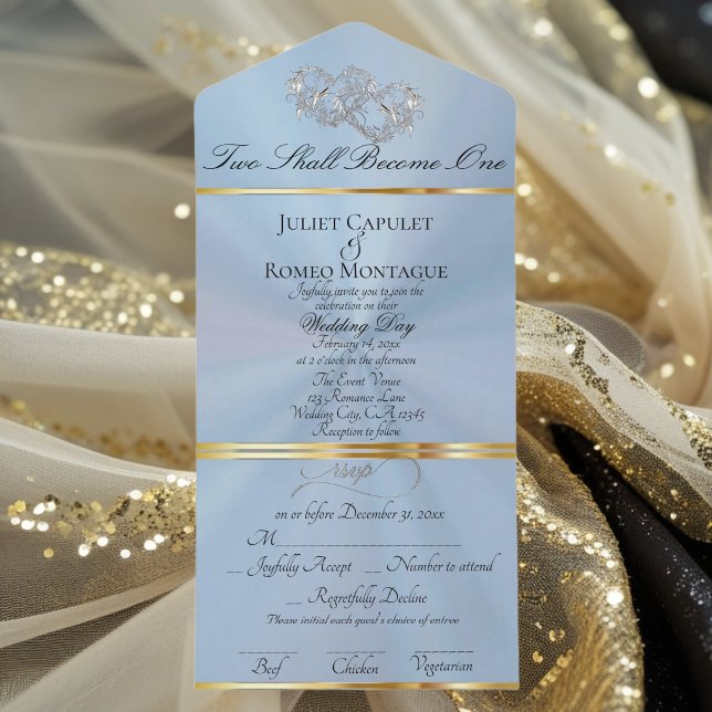 Double Hearts - Pastel Blue/Silver All In One Invitation (Creator Uploaded)