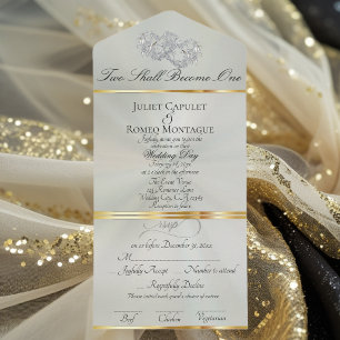 Double Hearts - Pastel Sage/Silver All In One Invitation