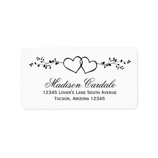 Double Hearts Personalized Wedding Address Labels