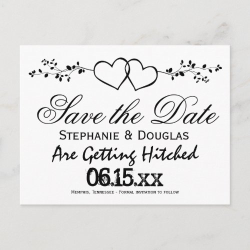 Double Hearts Save the Date Postcards