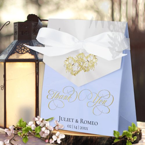 Double Hearts Thank You- Blue/Gold Favor Boxes