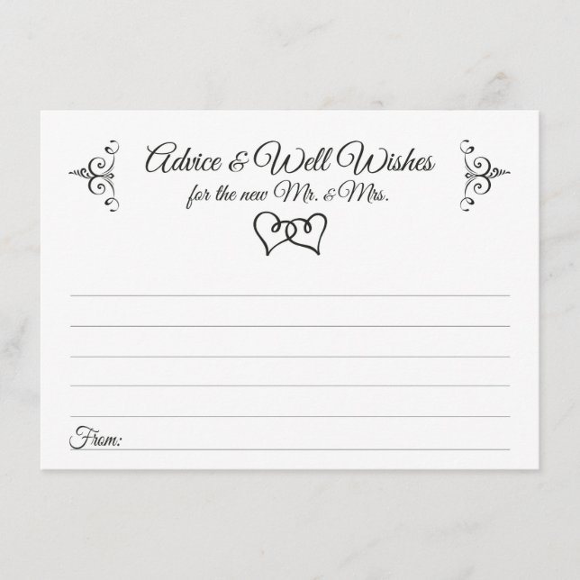 Double Hearts Wedding Advice and Well Wishes Cards (Front)