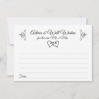 Double Hearts Wedding Advice and Well Wishes Cards
