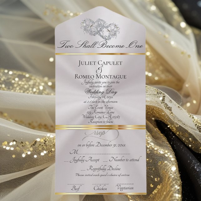 Double Hearts - White Pearl/Silver All In One Invitation (Creator Uploaded)