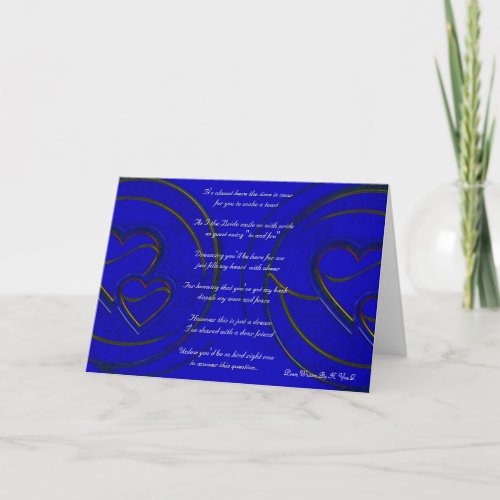 Double Hearts Will You Be My Bridesmaid In Blue I Invitation