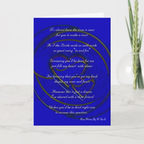 Double Hearts Will You Be My Bridesmaid In Blue Invitation