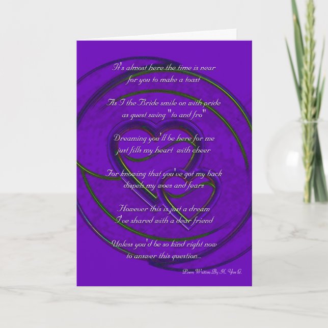 Double Hearts Will You Be My Bridesmaid In Purple Invitation (Front)