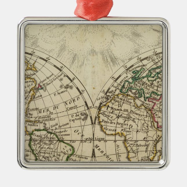Double hemisphere map metal ornament (Front)