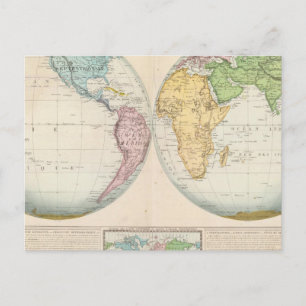 Double Hemisphere Map of the Climate Postcard