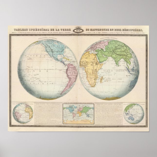 Double Hemisphere Map of the Climate Poster (Front)
