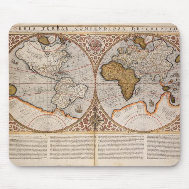 Double Hemisphere World Map, 1587 Mouse Pad (Front)