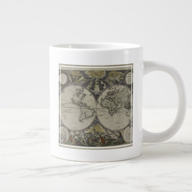 Double Hemisphere World Map | 1672 Giant Coffee Mug (Right)