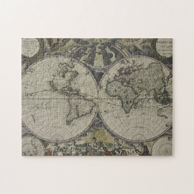 Double Hemisphere World Map | 1672 Jigsaw Puzzle (Horizontal)