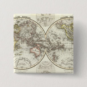 Double Hemisphere World Map Button