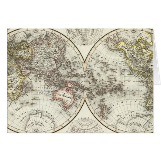 Double Hemisphere World Map Cards (Front Horizontal)