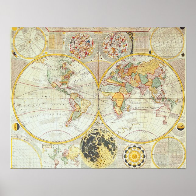 Double Hemisphere World Map Poster (Front)