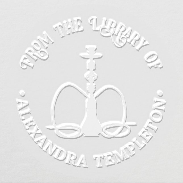 Double Hookah Waterpipe Library Book Name Embosser (Design)