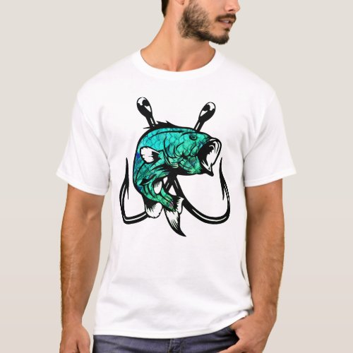 Double Hooked Fish on 2 Hook T_Shirt Art