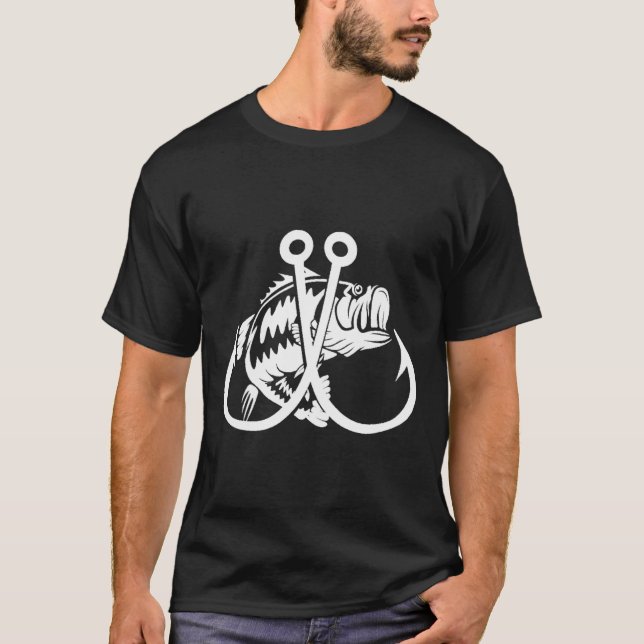 Double Hooks Bass Reel Life Fishing Hoodie T-Shirt (Front)