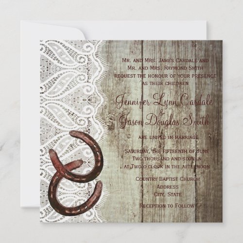 Double Horse Shoe Wedding Invitations