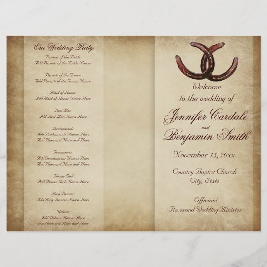 Double Horseshoe Country Western Wedding Program Zazzle Com