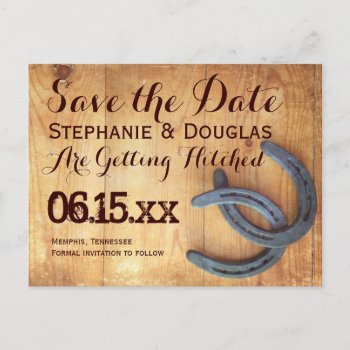 Double Horseshoe Rustic Save The Date Postcards by RusticCountryWedding at Zazzle