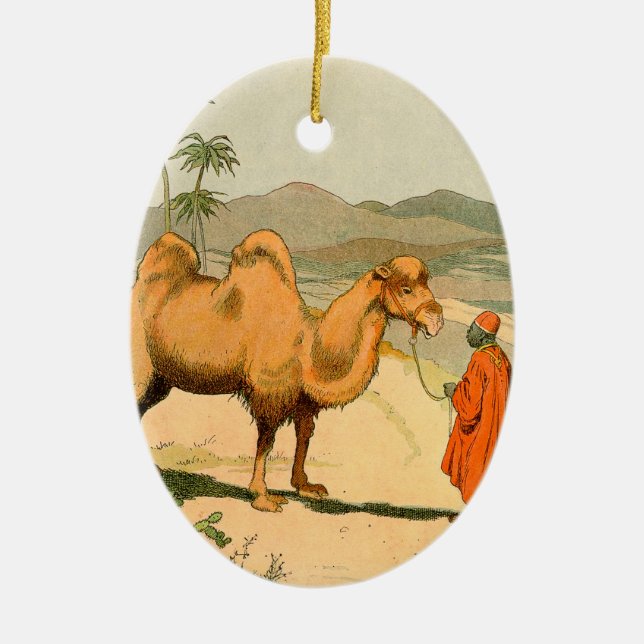 Double-Hump Camel in the Desert Ceramic Ornament (Front)