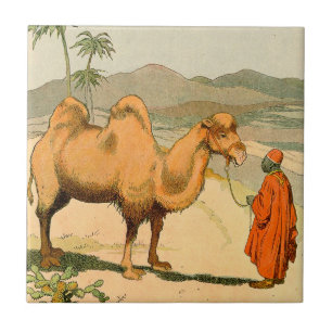 Double-Hump Camel in the Mongolian Desert Ceramic Tile