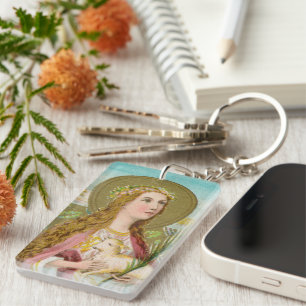 Double Image St. Agnes of Rome (BC 01) Keychain
