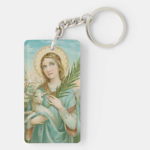 Double Image St Agnes of Rome MH 01 Keychain
