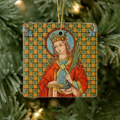 Double Image St Barbara JP 01 Square Ceramic Ornament