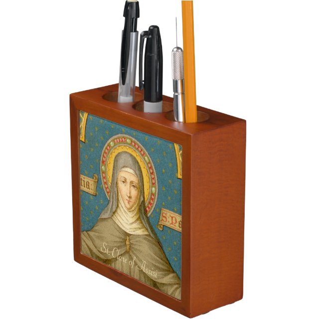 Double Image St. Clare of Assisi (SAU 027) Pencil Holder (In Situ)