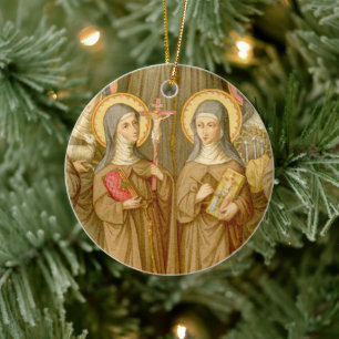 Double Image Two Poor Clare Saints (SAU 027) Ceramic Ornament