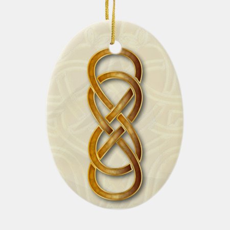 Double Infinity Cloisonne' Amber 3 Ornament