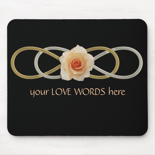 Double Infinity Silver Gold Rose Mouse Pad (Front)