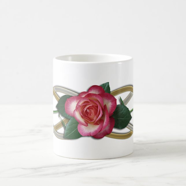 Double Infinity Silver Gold Roses Coffee Mug (Center)