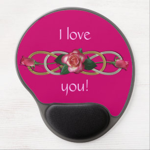 Double Infinity Silver Gold Roses Gel Mouse Pad