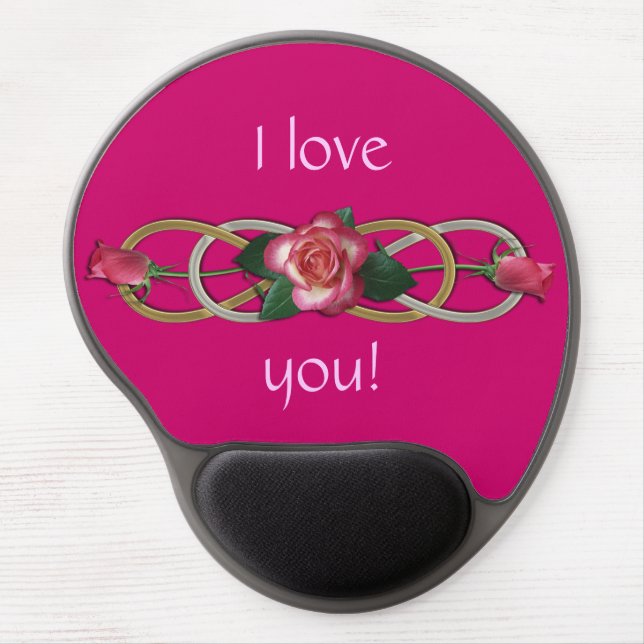 Double Infinity Silver Gold Roses Gel Mouse Pad (Front)