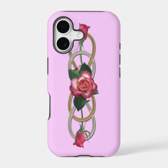 Double Infinity Silver Gold Roses Iphone Case (Back)