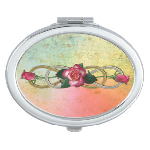 Double Infinity Silver Gold Roses Makeup Mirror