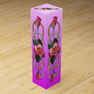 Double Infinity Silver Gold Roses Wine Gift Box