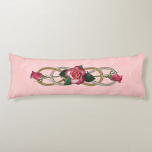 Double Infinity Silver Gold Roses + your backgr. Body Pillow