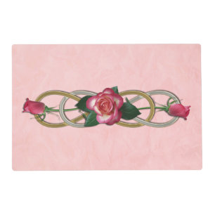 Double Infinity Silver Gold Roses + your backgr. Placemat